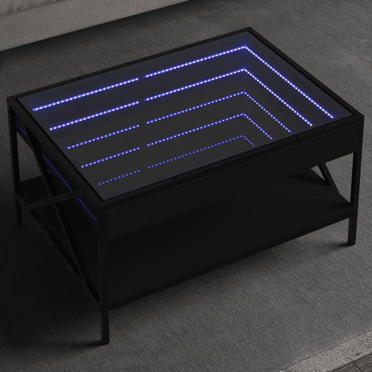 vidaXL Salontafel met Infinity LED 70x50x38 cm zwart, Huis en Inrichting, Tafels | Salontafels, Nieuw, Verzenden