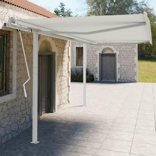 vidaXL Jeu de poteaux dauvent blanc 450x245 cm fer, Jardin & Terrasse, Parasols, Neuf, Envoi