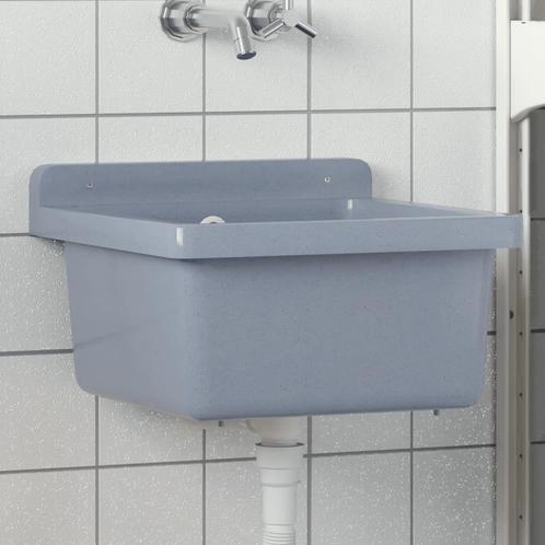 vidaXL Wasbak wandgemonteerd 40x40x24 cm hars grijs, Huis en Inrichting, Keuken | Keukenelementen, Nieuw, Verzenden