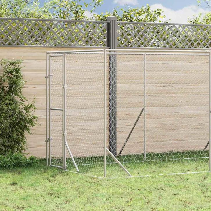 vidaXL Hondenkennel voor buiten 2x10x2 m gegalvaniseerd, Dieren en Toebehoren, Hondenbenches, Nieuw, Verzenden
