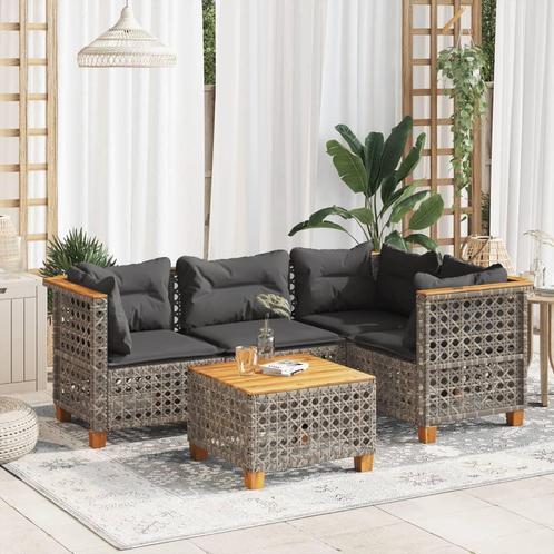 vidaXL Salon de jardin 5 pcs avec coussins gris résine, Jardin & Terrasse, Ensembles de jardin, Salons de jardin, Neuf, Envoi