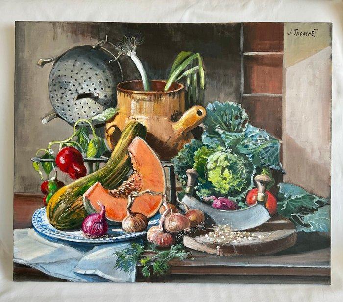 Jacques Tronchet (1923-2006) - Nostalgisch keuken tafereel, Antiek en Kunst, Kunst | Schilderijen | Klassiek
