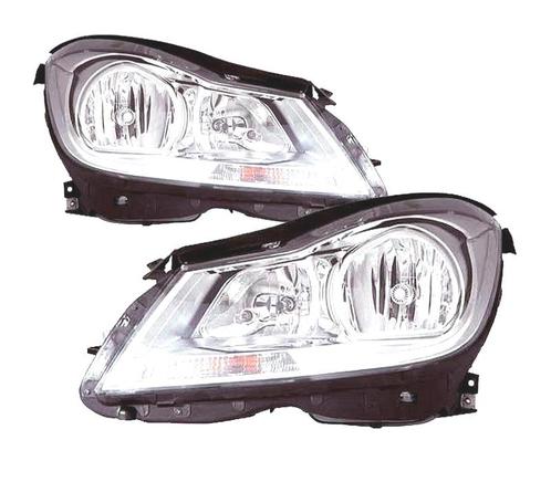Phares Pour Mercedes Classe C W204 10-14 Fond Chromé, Auto-onderdelen, Verlichting, Verzenden