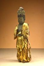 Rare Statue Of Goddess Kannon, Edo Period - sculptuur Hout -, Antiek en Kunst