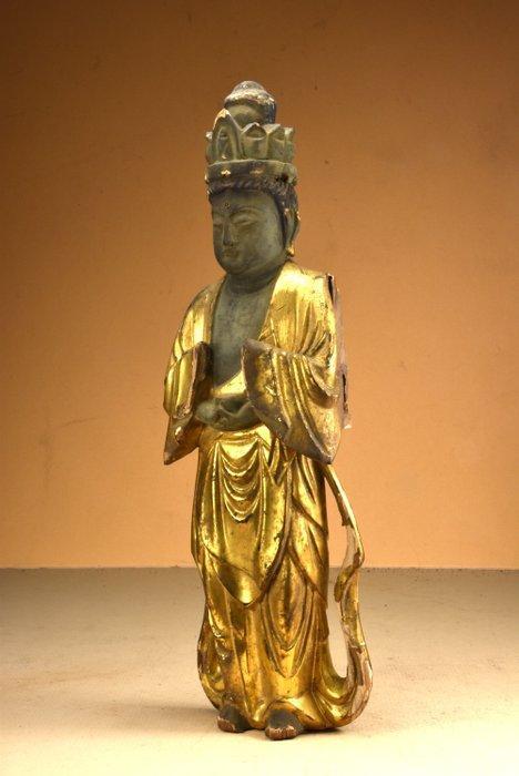 Rare Statue Of Goddess Kannon, Edo Period - sculptuur Hout -, Antiek en Kunst, Antiek | Overige Antiek