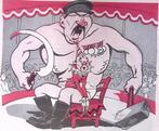 Marcel Cachin op schoot bij Stalin op spotprent (Lithos), Antiek en Kunst, Kunst | Litho's en Zeefdrukken, Verzenden