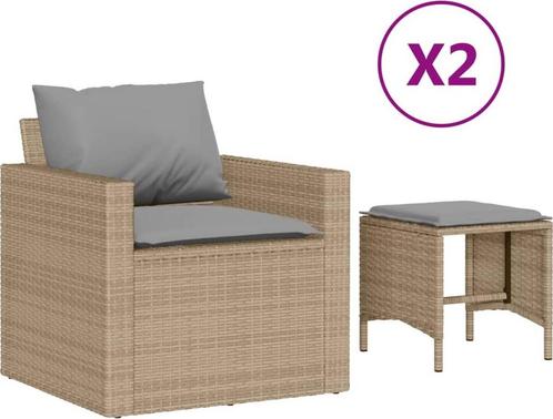 vidaXL 4-delige Loungeset met kussens poly rattan beige, Tuin en Terras, Tuinsets en Loungesets, Loungeset, Nieuw, Verzenden