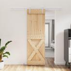 vidaXL Schuifdeur met beslag 70x210 cm massief grenenhout, Doe-het-zelf en Bouw, Deuren en Vliegenramen, Verzenden, Nieuw