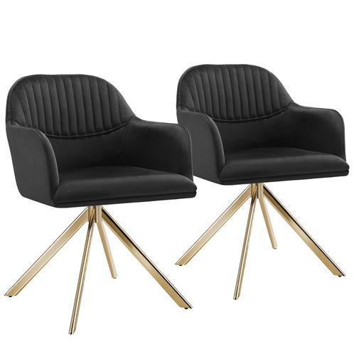 tectake Lona fluwelen draaistoel met dikke vulling - zwart/g, Huis en Inrichting, Stoelen, Verzenden