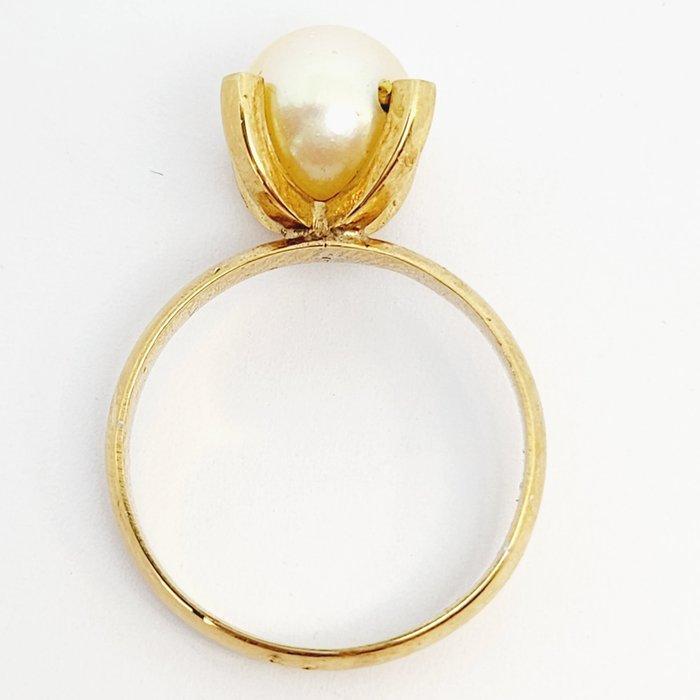 Ring - 18 karaat Geel goud Parel, Handtassen en Accessoires, Ringen