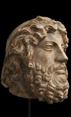 Figuur - Hoofd van Zeus in marmerpoeder, Antiek en Kunst
