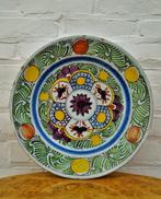 Assiette murale - Grote Polychroom Delfts schotel - Faïence,, Antiek en Kunst