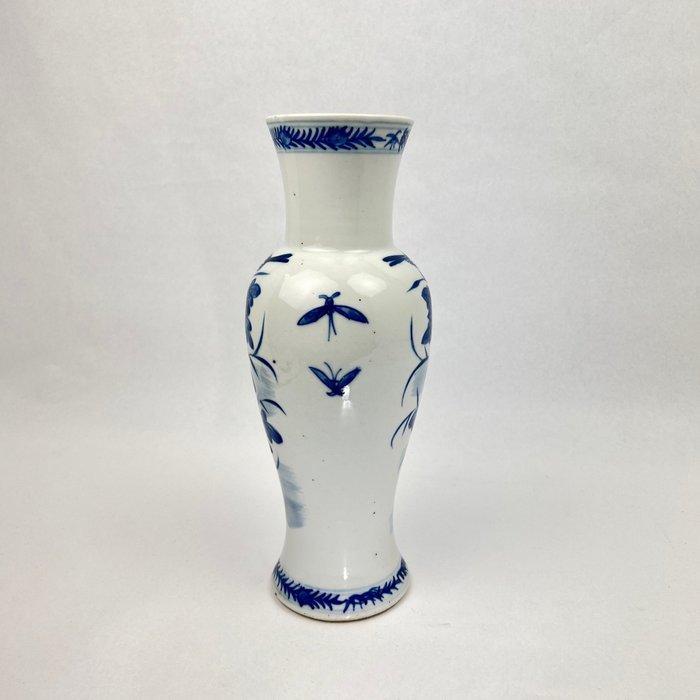Vaas - Bloemen- en vogeldecoratie - Porselein - Blauw & Wit, Antiquités & Art, Antiquités | Meubles | Tables