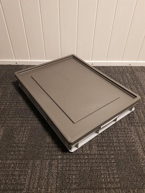 Kunststof bak 800x600x120mm grijs met oplegdeksel, Zakelijke goederen, Kantoor en Winkelinrichting | Magazijn, Stelling en Opslag