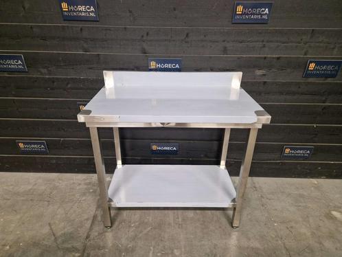 Werktafel |opstaande rand |  RVS | 100x60 cm, Zakelijke goederen, Horeca | Meubilair en Inrichting, Gebruikt