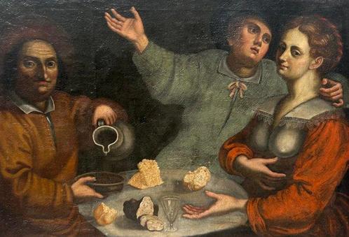 Scuola fiamminga (XVII) - Il Banchetto, Antiek en Kunst, Kunst | Schilderijen | Klassiek