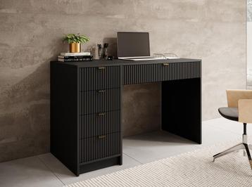 Meubella bureau Tavares zwart goud 120 cm, Huis en Inrichting, Bureaus, Verzenden, Nieuw