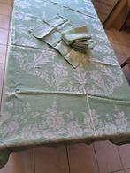 Nappe - 257 cm - 164 cm - Nappe en lin verte de 1960 et