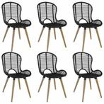vidaXL Eetkamerstoelen 6 st natuurlijk rattan zwart, Verzenden, Nieuw
