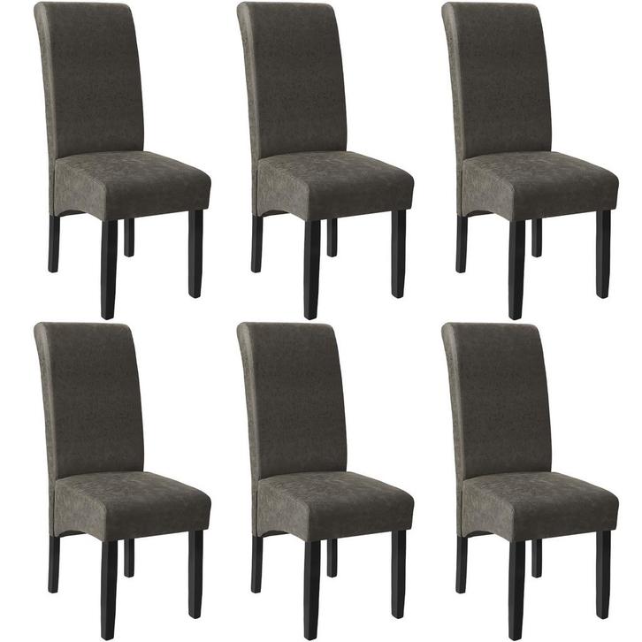 tectake Eetkamerstoel, ergonomisch, massief hardhout - grijs, Huis en Inrichting, Stoelen, Verzenden