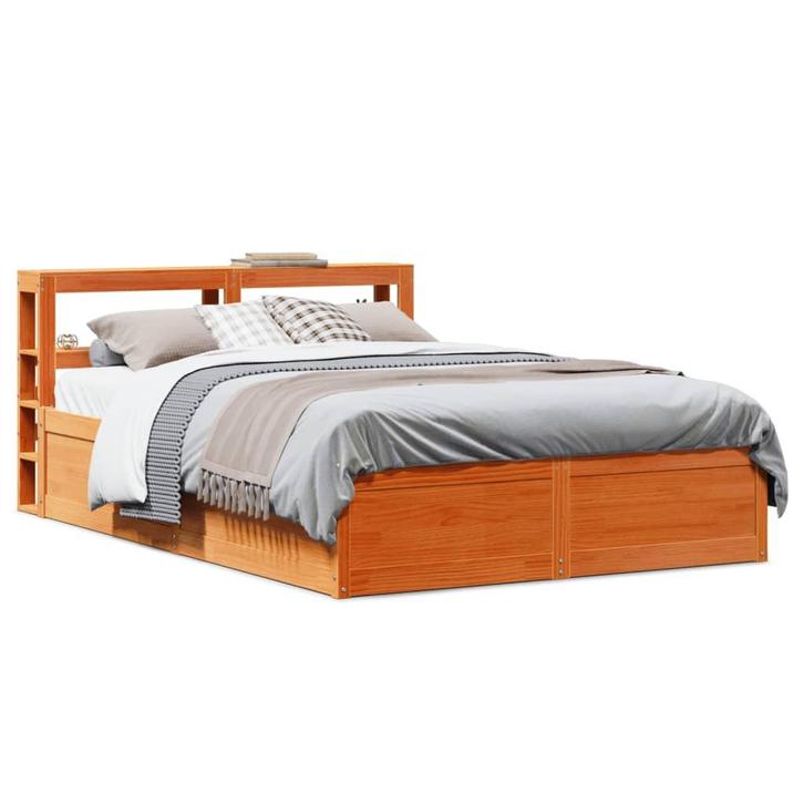 vidaXL Bedframe met hoofdbord grenenhout wasbruin 140x200 cm, Huis en Inrichting, Slaapkamer | Bedden, Nieuw, Verzenden