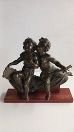 sculptuur, putti suonatori - 42 cm - Gepatineerd brons