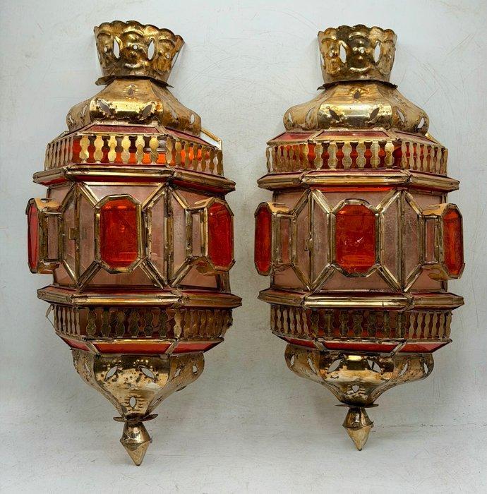 Wandlamp - Messing, Kristal - paar wandlampen, Antiek en Kunst, Curiosa en Brocante