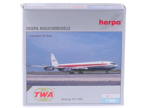 Schaal 1:500 Herpa 510264 TWA - Trans World Airlines Boei..., Hobby en Vrije tijd, Modelbouw | Vliegtuigen en Helikopters, Zo goed als nieuw
