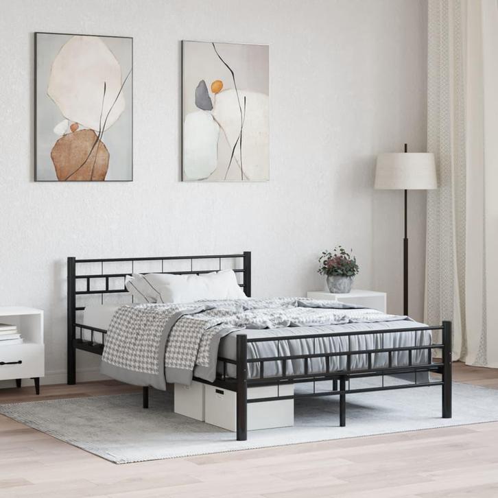 vidaXL Bedframe staal zwart 140x200 cm, Huis en Inrichting, Slaapkamer | Bedden, Nieuw, Verzenden