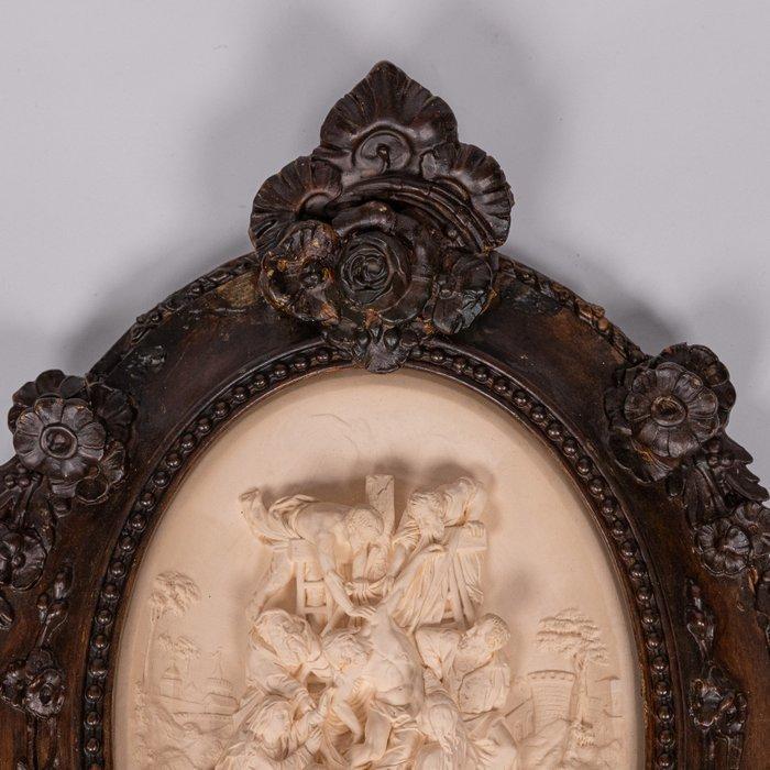 Meerschuimrelief met wijwaterbakje/schelp - Meerschuim -, Antiek en Kunst, Kunst | Niet-Westerse kunst