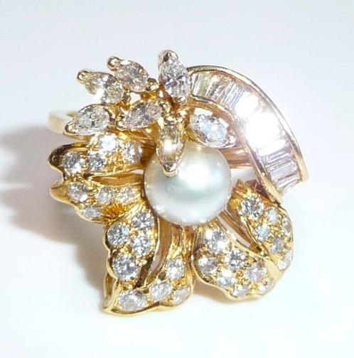 Ring - 18 karaat Geel goud -  1.30ct. tw. Diamant, Handtassen en Accessoires, Ringen