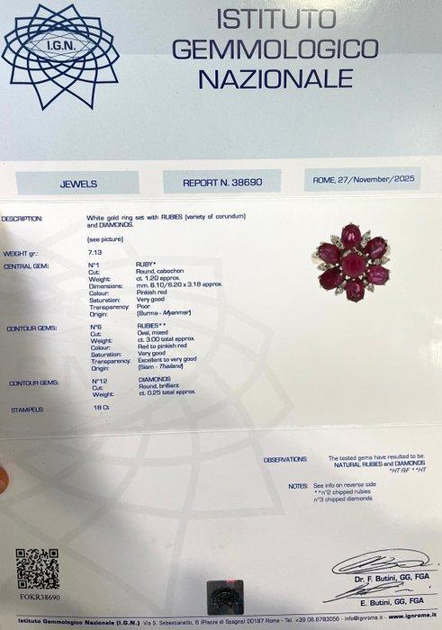 Ring - 18 karaat Witgoud Robijn - Robijn, Bijoux, Sacs & Beauté, Bagues