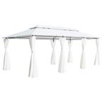 vidaXL Prieel met gordijnen 180g/m² 600x298x270 cm wit, Tuin en Terras, Partytenten, Verzenden, Nieuw