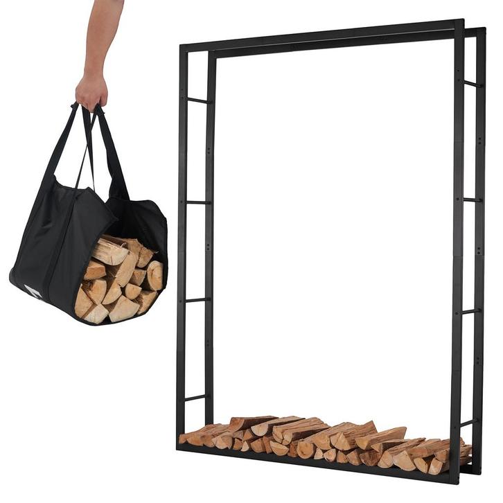 Lendo Online Range-bûches 148x196 Acier Thermolaqué Noir, Tuin en Terras, Brandhout