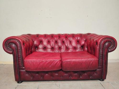 Bank - Leder - Chesterfield 2-zits, Antiek en Kunst, Curiosa en Brocante