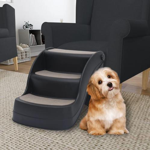 vidaXL Hondentrap 3 treden inklapbaar zwart, Dieren en Toebehoren, Overige Dieren-accessoires, Nieuw, Verzenden