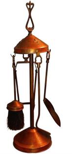 Openhaard accessoire (2) - Koper - vintage Franse kolenspoel