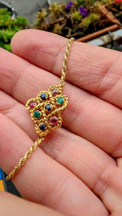 Halsketting - 18 karaat Geel goud - Rubini, zaffiri,, Handtassen en Accessoires, Kettingen