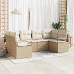 vidaXL 6-delige tuinzetel set met kussens Beige Poly Rattan, Tuin en Terras, Tuinsets en Loungesets, Verzenden, Nieuw