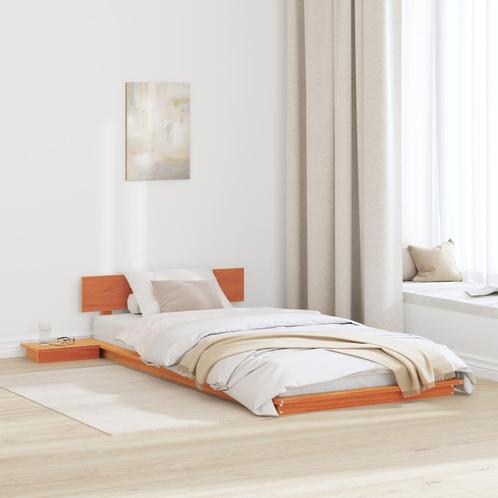 vidaXL Vloerbedframe met Nachttafels Wax Bruin 90x190cm, Huis en Inrichting, Slaapkamer | Bedden, Nieuw, Verzenden