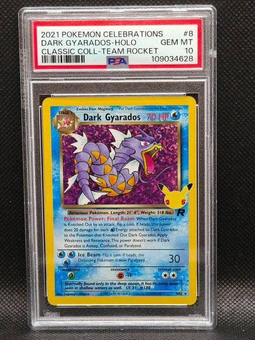 Pokémon - 1 Graded card - PSA 10 GEM MINT Dark Gyarados 8/82, Hobby en Vrije tijd, Verzamelkaartspellen | Pokémon