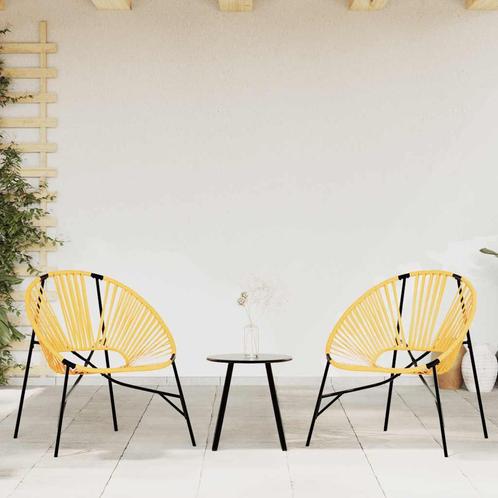 vidaXL Set tuinstoelen 3-delig poly rattan zwart en geel, Tuin en Terras, Tuinstoelen, Nieuw, Verzenden