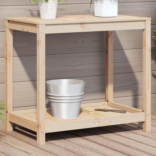 vidaXL Oppottafel met schap 82,5x50x75 cm massief grenenhout, Tuin en Terras, Bloembakken en Plantenbakken, Nieuw, Verzenden