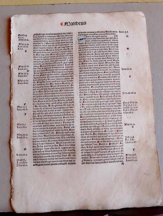 Nicolaus de Lyra - Sheet from Incunable Biblia latina, Antiek en Kunst, Antiek | Boeken en Manuscripten