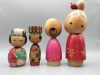 4x vintage creatieve Kokeshi-poppen - Hout - Japan - Shwa