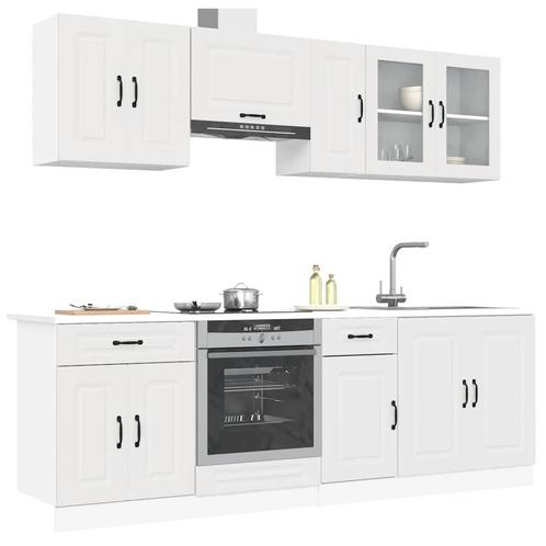 vidaXL 8-delige Keukenkastenset Kalmar bewerkt hout wit, Huis en Inrichting, Kasten | Overige, Nieuw, Verzenden