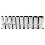 Doppenset 1/2 10-delig LANGE UITVOERING INCH MATEN, Auto diversen, Autogereedschap, Verzenden, Nieuw