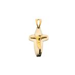 Gouden hanger van een kruis met corpus, Handtassen en Accessoires, Ophalen of Verzenden, Gebruikt, Goud, Overige merken
