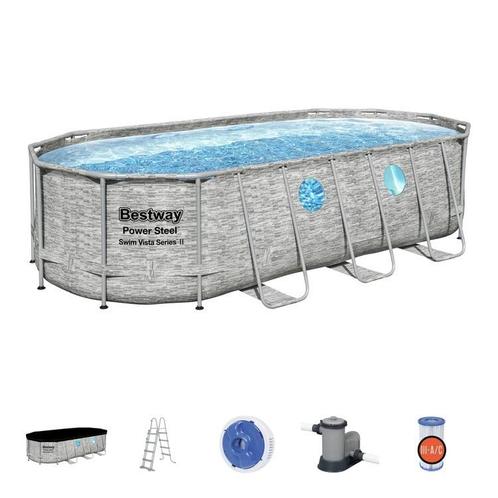 Bestway Familie Zwembad - Groot en Veilig met Trap en Pom..., Tuin en Terras, Zwembaden, Nieuw, Ophalen of Verzenden