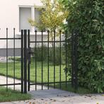 vidaXL Poort met puntige bovenkant enkel 1x1 m staal zwart, Tuin en Terras, Verzenden, Nieuw